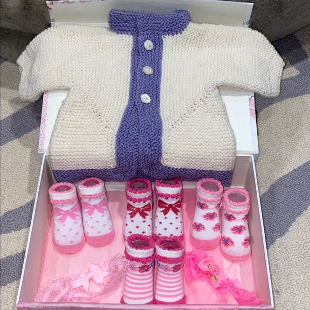 Hand Knit Newborn Sweater Giftset